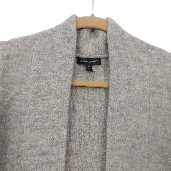 Banana Republic Open Cardigan Womens Medium Brown Wool Blend Cozy Knit Longline - Picture 3 of 11